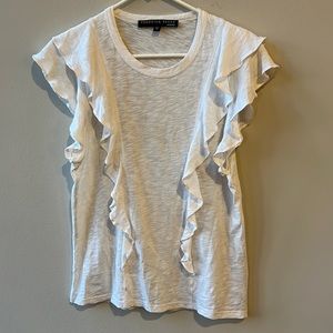 Veronica Beard white ruffle tee size M.
